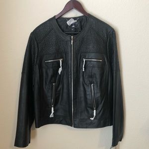 Leather moto jacket - Black